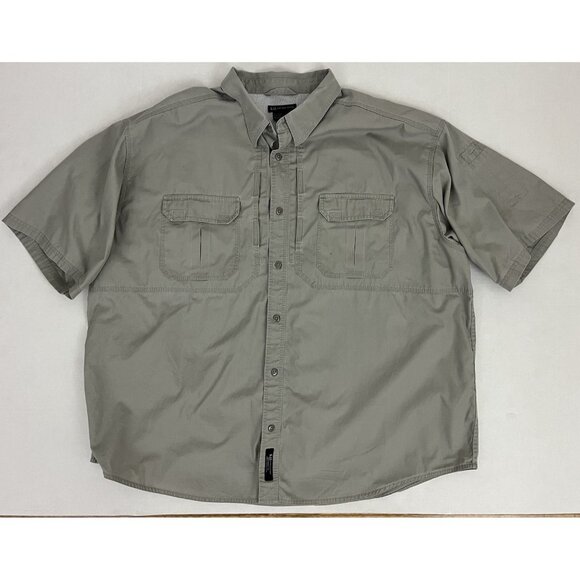 5.11 Tactical Series Men's 3XL Short Sleeve Shirt 100% Cotton Khaki 71152 - Picture 1 of 3